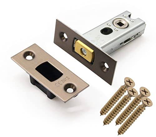 EAI Antique Brass Bathroom Tubular Deadbolt Set, 76mm Case, 57mm Backset