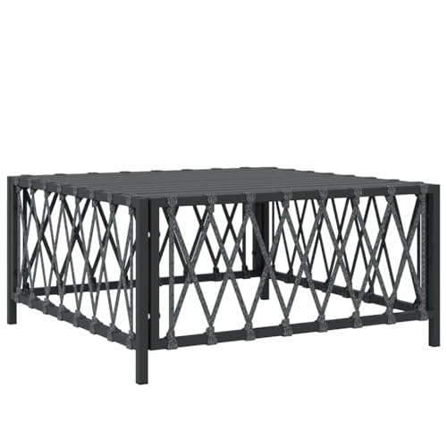 vidaXL Trädgårdsbord antracit 70x70x34 cm vävt tyg, loungebord, utemöbel, balkongbord, loungemöbel, trädgårdsmöbel, soffbord med glasskiva