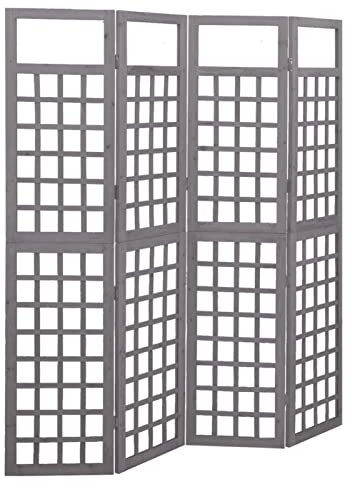 Homgoday 4-TLG. Paravent Raumteiler Rankgitter Trennwand Raumtrenner Sichtschutz Spalier Garten Rankhilfe für Kletterpflanzen für Pflanzen Garten Balkon Terrasse Grau 161x180 cm