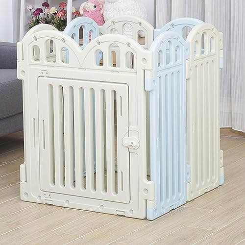 XIAOZHUANGXIONG Kaninchen Freilaufgehege for Drinnen, DIY Kleintierkäfig for Kaninchen, Meerschweinchen, Welpe, Haustier Produkte Tragbarer PE-Material Yard Zaun (Color : Blue and White, Size : S)