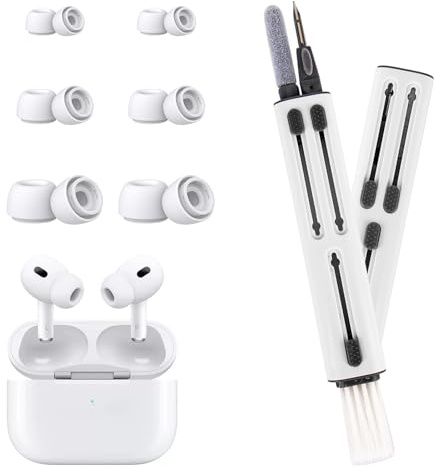 Replacement Earplugs for Airpods Pro and AirPods Pro 2, Cleaning Kit for Airpods Pro 1/2/3, 3-in-1 Cleaning Pen with 3 Pairs of Silicone Earplugs for Deep Cleaning