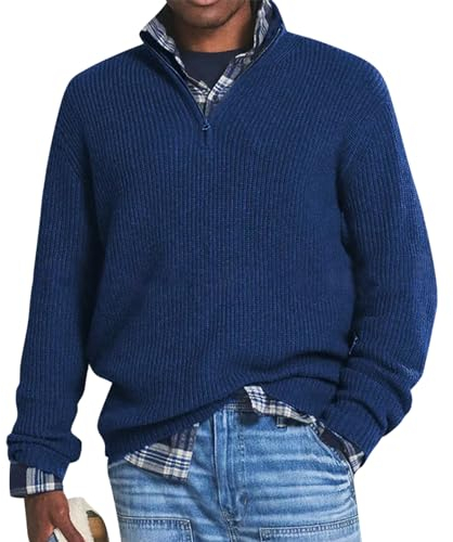 Rollkragenpullover Herren Long Sleeved Sweatshirt Stehkragen Mit Reißverschluss Solid Pulli Hoodie 2024 Tops Tshirts Freizeit Hemd Langarm Langarmshirt Mode Sweater Wärme Oberteil(#2 Dark Blue,XXL)