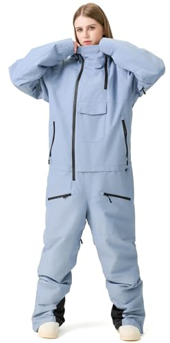 HOUZONIY Einteiler Skioverall Damen Schneeanzug Skioverall Skifahren Skianzüge Overall Jumpsuit Frauen Snowboard Skisuit Outdoor Sport(Blau M)