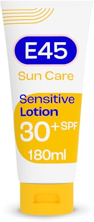 E45 Sun SPF30 Sensitive Sun Cream with Vitamin E - UVA and UVB Protection- Fragrance-Free and Dermatologically Tested Sun Lotion For Body - Suitable For Dry, Sensitive and Eczema Prone Skin (180ml)