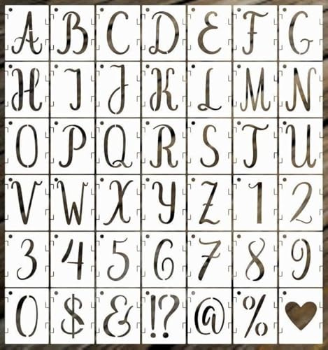 Letter Stencils, 42PCS Large Alphabet Stencils Letters, Reusable Spray Paint, Plastic Letter and Number Templates for Wall Painting DIY Art Projects Decoration
