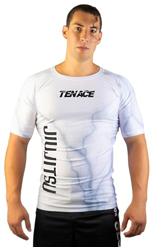 Tenace T-shirt Compressione Jiu Jitsu - Training MMA, BJJ, Grappling Rashguard…, bianco, L