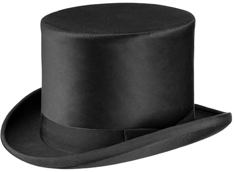 Maskworld Hochwertiger Seidenglanz-Zylinder - Hochzeit festlich elegant - Damen & Herren - Schwarz - Höhe: 15 cm - handgefertigt in Deutschland - Hut-Manufaktur