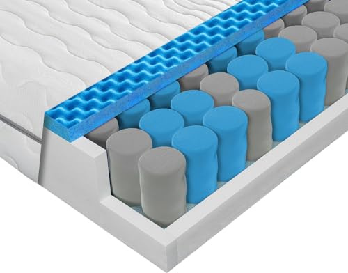 Sleepneo Taschenfederkernmatratze 140x200 H2 H3, 21cm hoch, 7 Zonen Matratze mit Aloe Vera Bezug, Federkernmatratze