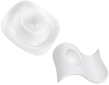 QTANZIQI 4 pièces coquetier en céramique Brunch coquetier Porte-Oeuf de Poule Distributeur d'oeufs en céramique Plateau à Oeufs en céramique Support de Plateau à Oeufs Plateau en Acier Inoxydable