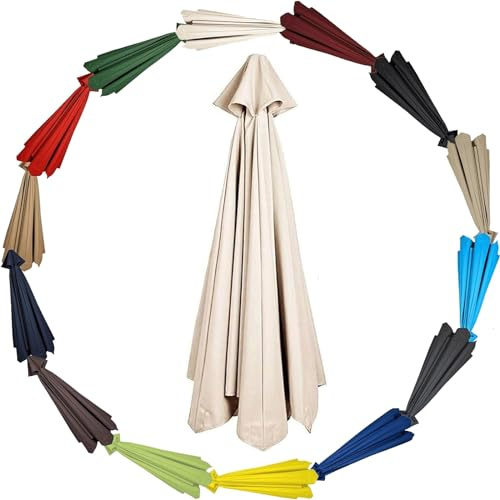 ELzEy Sonnenschirm Ersatzbezug Bespannung Mit 2m/2.3m/2.7m/3m 6 Streben/8 Streben, Gartenschirm Ersatzabdeckung, Für Hof, Garten, Strand, Pool (Color : Aa10, Size : 3m/6ribs)