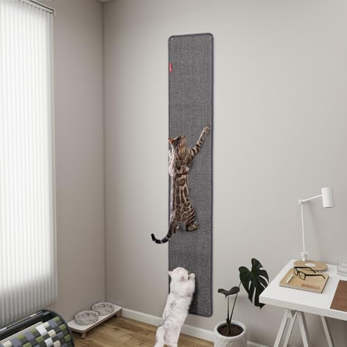 Coolex 170 x 33 x 0,8 cm verdickter Katzen-Wandkratzer, Teppich, Katzenkletterwand, langlebige Katzenwandmöbel, hoher Katzenkratzbaum, Wandkratzer für Indoor-Katzen, Couch-Sofa-Schutz (grau)