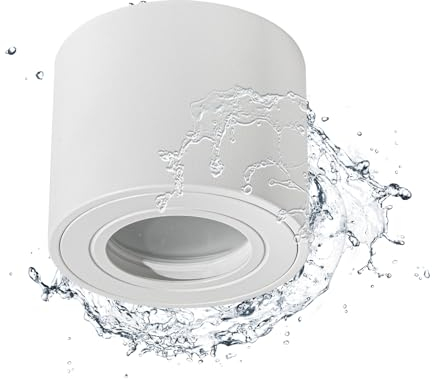 Gleonlux Spot en Saillie IP44, Plafonnier Salle de bain, Spot LED en Saillie Plafond 230V Imperméable, Ø80x65mm aluminium Rond Blanc downlight pour Modules LED, Lot de 1