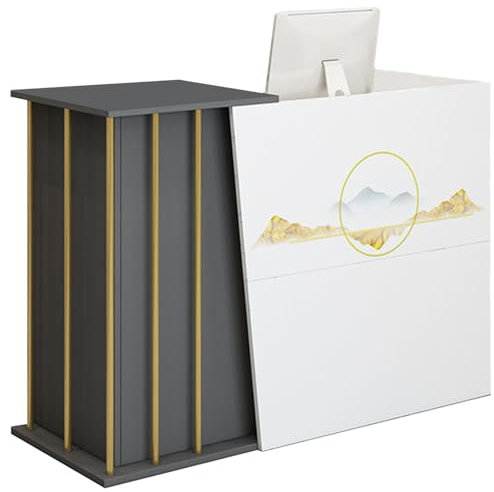 Reception Disk, Främre Bord, Kontor Detaljhandelsdisk, Kassadisk, Butiksdisk med Låsbara Lådor, Öppen Hylla och 4 Förvaringsutrymmen för Skönhetssalong Restaurang Klädbutik