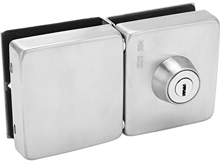 Serrure de porte en verre sans cadre, à pince, sans perçage, en acier inoxydable, double serrure de sécurité coulissante avec clé pour bureau, entrée, vitrine, montage supérieur ou inférieur