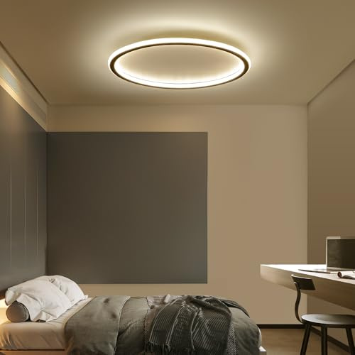 Mikeru 3000K Runde Deckenleuchte, Schlafzimmer Warmes Weiß 60cm LED-Deckenleuchten für das Badezimmer Schlanke Lampe 5cm Dicke Minimalistische Decke Licht für Wohnzimmer, Schlafzimmer