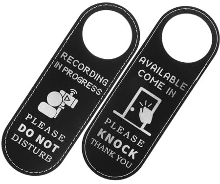 BESTonZON 2stücke Teiliges Türschild Bitte Nicht Stören Aus Schwarzem Pu-leder Beidseitig Bedruckt Leichtes Und Strapazierfähiges Türknauf-schild Für Büro Hotel Aufnahme Einfach Aufzuhängen