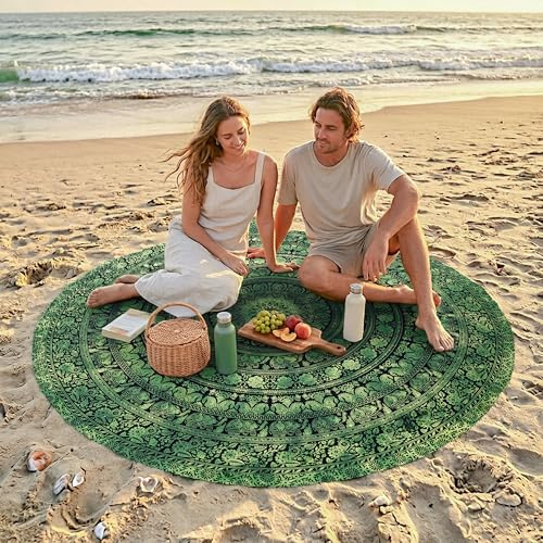 Craft Trade Mandala Grün Rund Wandteppich Indische Wandtuch Tapestry Wandbehang Boho Wandteppiche für Heimdeko Wohnzimmer und Schlafzimmer - 183 cm