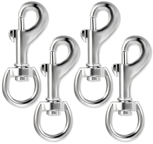 Karabiner Hundeleine mit Drehgelenk für Hunde-Leine, 4 Stück legierter Stahl, Karabiner Schlüsselanhänger, auch für Hunde-Halsband, Karabiner mit Drehkopf für Gurtband