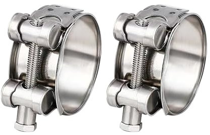 2 fascette in acciaio inox 48-51 mm, resistenti morsetti per tubo di scarico per moto, auto e macchine agricole, fascette stringitubo industriali con valvola di scarico