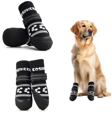2 Paar Hundesocken Anti Rutsch, Hundeschuhe Pfotenschutz für Innen & Außen | mit Verstellbarem Riemen & Rutschfester Latex-Sohle, Leckschutz Hundepfoten Sommer (XL, Innenbreite 6.5cm)