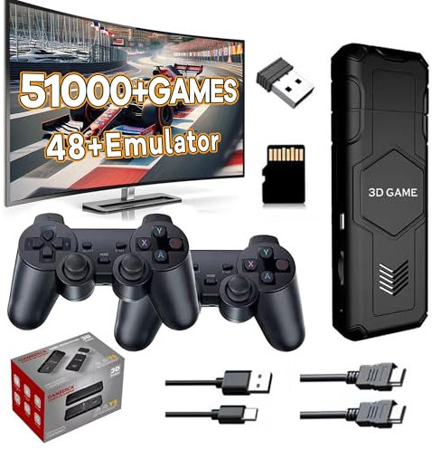 Y5 Consola de Juegos Retro,4K Game Stick Built-in 51000+/45000+ Juegos,Consola Retro Stick Support 48 Emulator Consola de Videojuegos Dual 2.4G Wireless Controllers,Multiplayer,Plug & Play (64G)