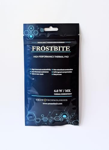 Frostbite 4X High Performance Wärmeleitpad für SSD/GPU/RAM (4 Stärken je 1 Stück: 0,5/1,0/1,5/2,0 mm) – 80x40mm, 6 W/mk, weich & sicher, Blau – Amawi Technologies