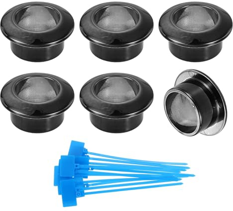 sourcing map 6Pcs Desk Grommets, 11/16 (18mm) ABS Plastic Cable Hole Cover Wire Cord Organizer with Marked Cable Ties for Home Office Desktop Wire, Metallic Black
