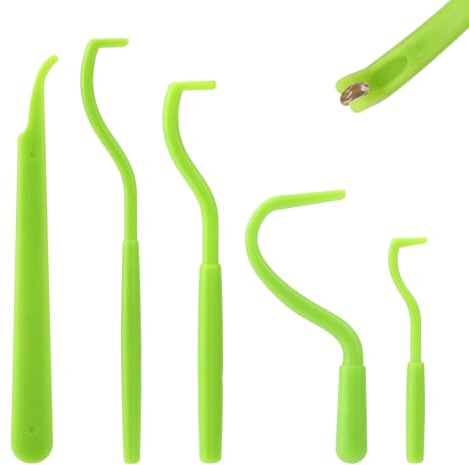 BOXOB 5pcs Tick Remover Tool Kit, 4 Sizes Safe & Easy Remover Tools Plastic Painless Tick Puller Twister Tweezers for Humans Dogs Cats Horses (Green)
