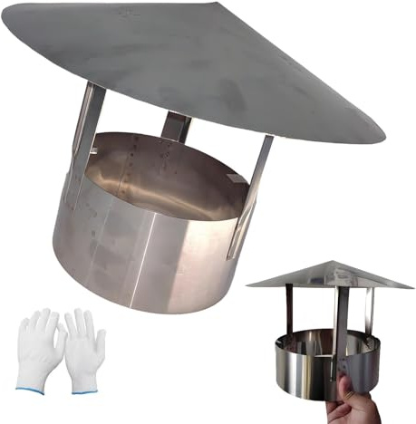 Tapa de chimenea de acero inoxidable de 19 cm, cubierta de ventilación de 0,7 mm de grosor, sombrero de lluvia para estufa de leña, campana redonda, soluciones de ventilación