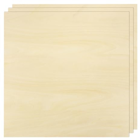 sourcing map 3pcs Basswood Sheet 15 x 15 x 1/8 Unfinished Wood Plywood Boards for Painting Crafts, Laser, Cutting, Engraving