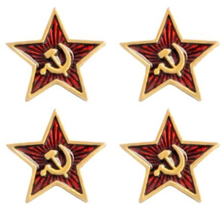 Broche Estrella Roja URSS Pin de Solapa con Hoz y Martillo Insignia Soviética 4 Piezas para Coleccionistas de Temática Comunista