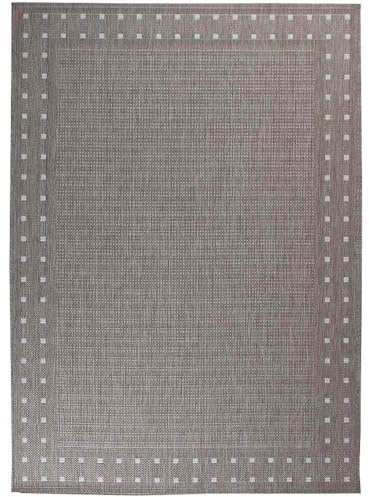 Knutzen Wohnen Palma Flachgewebe Teppich 160 x 220 cm Taupe - geeignet als In- & Outdoor Teppich - wetterfest - pflegeleicht - UV-beständig - Ideal für den Innen- oder Außenbereich