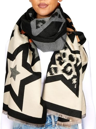 BRUBAKER Cashmirillo Damen Schal mit Modernem Muster - 70 x 200 cm | Warm, Kuschelig und Oversized - Damenschal für Herbst und Winter - Winterschal - Weiches Kaschmir-Gefühl