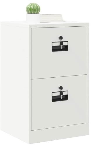 vidaXL Arkivkåp med låda Vit 45,5 x 42 x 74,5 cm Kallvalsat Stål, Modern kontor, industriell förvaring, rektangulär metallskåp, rymlig lådor för arbete, säker filhantering
