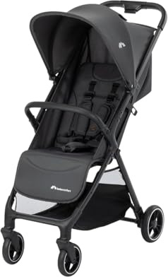 Bebeconfort Azur, Barnvagn Kompakt, 0–3 år (15 kg), Lätt Resevagn, Automatisk Hopfällning med En Hand, Steglös Lutning till Plant Liggläge, Rymlig Förvaringskorg, Mineral Graphite