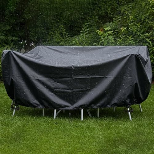 ZDLLDZ Abdeckplane für Gartentisch 235x135x135cm / LxBxH Schutzhülle Gartenmöbel Abdeckhaube Rechteckig, UV-Schutz, Winddicht, für Outdoor-Tische und stapelbare Stühle, Gartenmöbelabdeckung-Schwarz