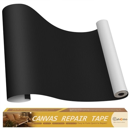 Flicken Selbstklebend Stoff,Cahomo Leinwand Patches Selbstklebend, 40x200 cm Leinwand Reparatur Patches für Sofa, Autositze, Bootssitze, Bürostuhl, Vorhang -Schwarz