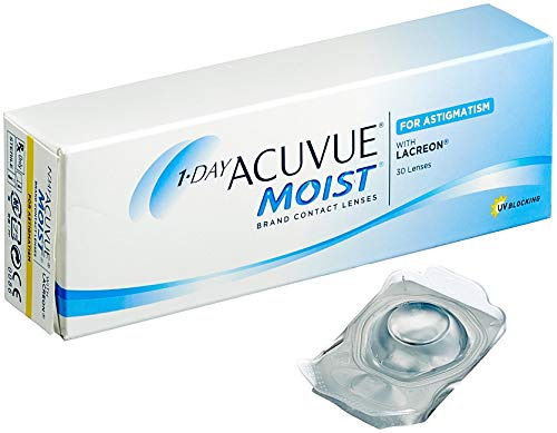 Acuvue 1-Day Moist for Astigmatism Tageslinsen weich, 30 Stück/BC 8.5 mm/DIA 14.5 / CYL -0.75 / ACHSE 120 / -8 Dioptrien