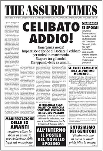 Bombo Biglietto Auguri Matrimonio Giornale Addio Celibato | Dimensioni 32x49 cm, con carta specchio