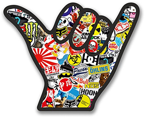 2 x 10cm Shaka Surfer Hand Vinyl Decal Sticker Car Laptop Surf Bomb Fun #6360 (10cm Wide x 8cm Tall)