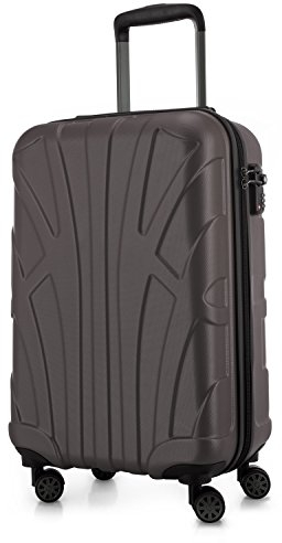suitline - Handgepäck Hartschalen-Koffer Koffer Trolley Rollkoffer Reisekoffer, TSA, 55 cm, ca. 34 Liter, 100% ABS Matt, Titan