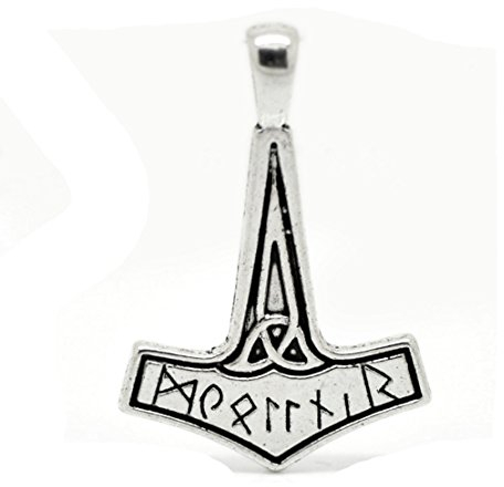 Martillo de Thor con runas (colgante de cadena en plata) | Amuleto de martillo de Thor con runas para cadena como idea de regalo, Zinc, No es una piedra preciosa