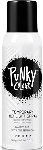Punky Natural Color Highlights, True Black, Temporary Hair Color, Fast-Drying, Non-Sticky, Travel Size Hair Dye for Instant Vivid Hair Color, 3.5 oz