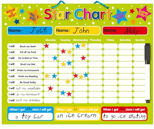 Multi-Purpose Magnetic Reward Star Chart - Durable 40x30cm Board for Behaviour & Task Tracking