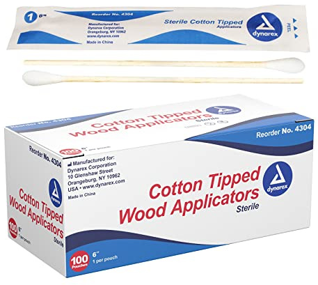 Dynarex 4304-BX Cotton Tipped Wood Applicators - 6 - Sterile