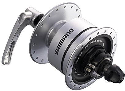Shimano DH3N72B Nexus Dynamo de vélo pour Anneau de Frein Relâchement Rapide Moyeu Avant Argenté 32 Trous