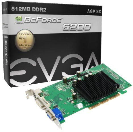 EVGA GeForce 6200 512 MB DDR2 AGP 8X HDTV/DVI/VGA Graphics Card, 512-A8-N405-KR