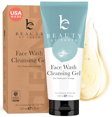 Beauty By Earth Facial Cleanser - organische und natürliches Gel tägliche Gesichtsreinigung Anti Aging, Tiefenreinigung Seife für Akne neigende Breakouts, normale, um mit Pinsel