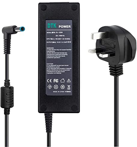 DTK 120W 19.5V 6.15A Laptop Charger Replacement for HP Notebook Computer PC Power Cord Supply Lead AC Adapter Pavilion ENVY OMEN WASD Connector:4.5 x 3.0mm