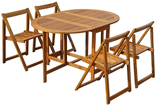 vidaXL Legno di Acacia Set da Pranzo per Esterni 5 pz Pieghevole Tavolo Sedie